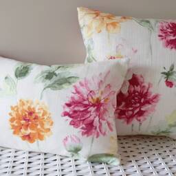 "Laura Ashley Orange & Pink Floral Cushion, Backed With Plain Off White, Handmade A Zip Fastening 18"" By 12" - thumbnail 2