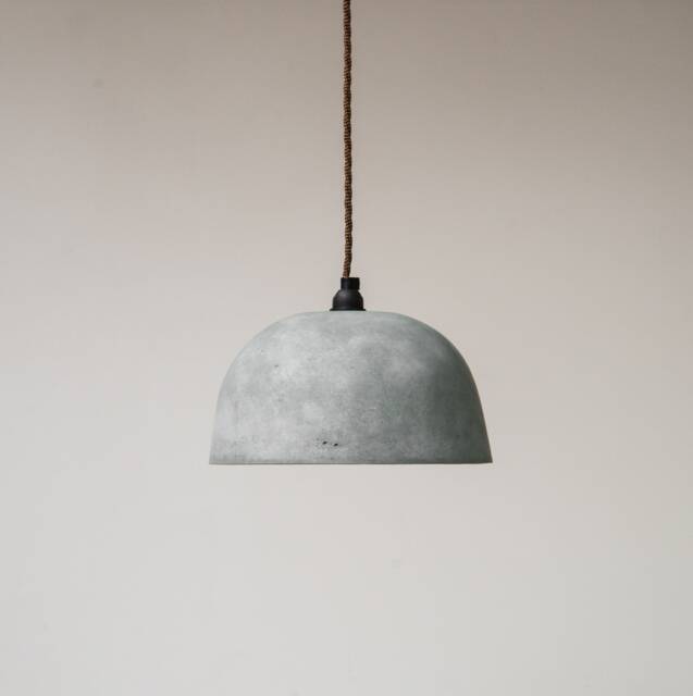 Medium Dome Pendant Lampshade Concrete Grey/Industrial Modern Contemporary Off White Plaster - image 1