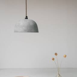 Medium Dome Pendant Lampshade Concrete Grey/Industrial Modern Contemporary Off White Plaster - thumbnail 4