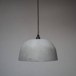 Medium Dome Pendant Lampshade Concrete Grey/Industrial Modern Contemporary Off White Plaster - thumbnail 3