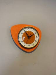 Handmade Royale Asymmetric Starburst Clock - Neon Tangerine Midcentury Atomic Retro