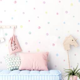 Pastel Polka Dot Wall Decals - Fabric Peel & Stick Sticker Set For Kids Rooms & Nursery