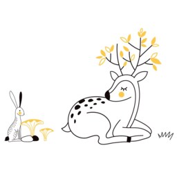 Woodland Animal Deer & Rabbit Wall Sticker Pack, Woodland Decal - thumbnail 2