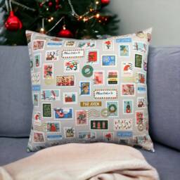 Rifle Paper Co Holiday Classics Ii - Stamps Cream Canvas Fabric Pillow Cover - thumbnail 2