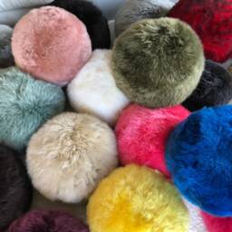Cream Sheepskin Pouffe, Oyster Furry Footstool - thumbnail 4