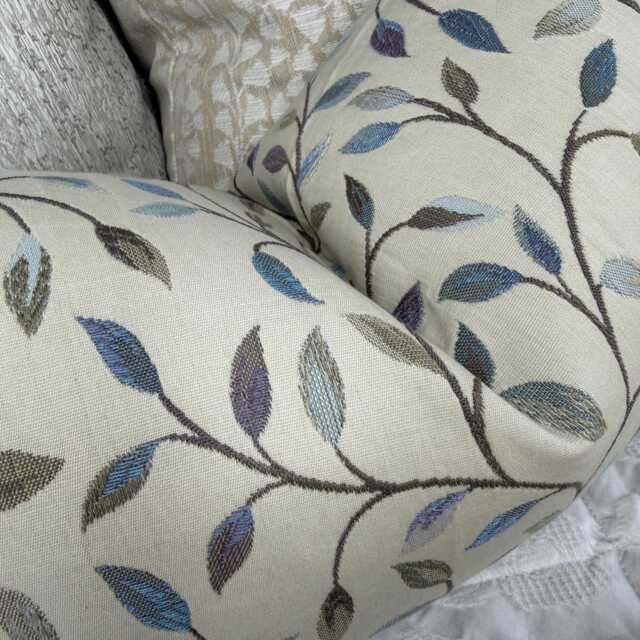 Voyage Cervino Cushion Cover Blue Purple Leaf Trail 12x20 Lumbar Size Double Sided Handmade in UK - image 1