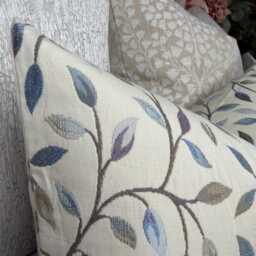 Voyage Cervino Cushion Cover Blue Purple Leaf Trail 12x20 Lumbar Size Double Sided Handmade in UK - thumbnail 3