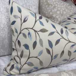 Voyage Cervino Cushion Cover Blue Purple Leaf Trail 12x20 Lumbar Size Double Sided Handmade in UK - thumbnail 4