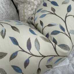 Voyage Cervino Cushion Cover Blue Purple Leaf Trail 12x20 Lumbar Size Double Sided Handmade in UK