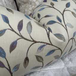 Voyage Cervino Cushion Cover Blue Purple Leaf Trail 12x20 Lumbar Size Double Sided Handmade in UK - thumbnail 2