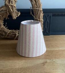 Taupe & Rose Striped Luxury Candle Clip Lampshade. Bespoke. Handmade. Wall Lights. Chandeliers - thumbnail 3