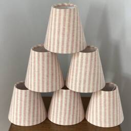 Taupe & Rose Striped Luxury Candle Clip Lampshade. Bespoke. Handmade. Wall Lights. Chandeliers - thumbnail 2