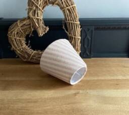 Taupe & Rose Striped Luxury Candle Clip Lampshade. Bespoke. Handmade. Wall Lights. Chandeliers - thumbnail 4