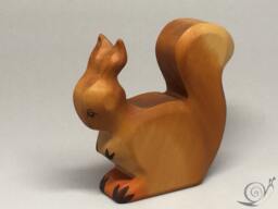 Toy Squirrel Wooden Brown Mother Sitting Size 10, 5 X 9, 0 2, 0 cm - Bxhxs Approx. 67 Gr - thumbnail 1