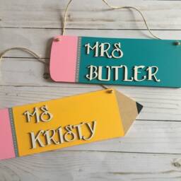 Personalized Teacher Pencil Sign - Classroom Door Hanger Wall Hanging Gift For Appreciation Gift - thumbnail 4