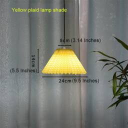 Pleated Lamp Shade For Pendant Light, Plaid Shade, Rustic Country Style Small Lampshade, Retro Textile Chandelier - thumbnail 3