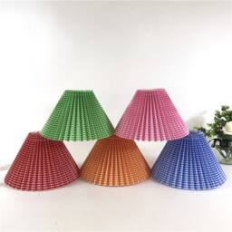 Pleated Lamp Shade For Pendant Light, Plaid Shade, Rustic Country Style Small Lampshade, Retro Textile Chandelier