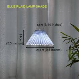 Pleated Lamp Shade For Pendant Light, Plaid Shade, Rustic Country Style Small Lampshade, Retro Textile Chandelier - thumbnail 2