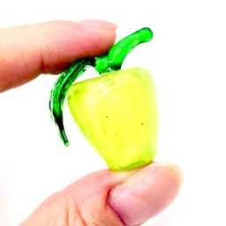 Hand Blown Glass Miniature Apple Green Leaf Little Fruit Figurine Tiny Statue Decoration Collectible Small Craft Display Painted Figure Deco - thumbnail 3