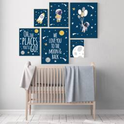 Space Nursery Prints Astronaut, Rocket, Planets Wall Art - thumbnail 2