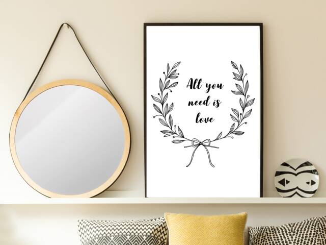 Love Wall Print, Framed All You Need Is Love Poster - Inspirational Motivational Life Quote Home Decor Gift A5 A4 A3 - image 1