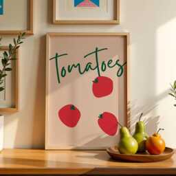 Tomatoes Art Print - Minimalist Kitchen Wall Retro Fruit & Veg Poster - thumbnail 2