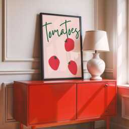 Tomatoes Art Print - Minimalist Kitchen Wall Retro Fruit & Veg Poster - thumbnail 3