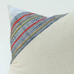 Hmong Hill Tribe Pillow Cover 20x20, Vintage Indigo Batik & Hemp - thumbnail 2