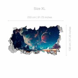 Space Broken Wall Decal - 3D Wallpaper Wall Decals Printed Art Sticker Sku Alien3Dm - thumbnail 4