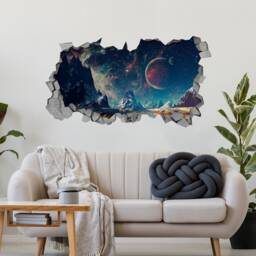Space Broken Wall Decal - 3D Wallpaper Wall Decals Printed Art Sticker Sku Alien3Dm - thumbnail 1