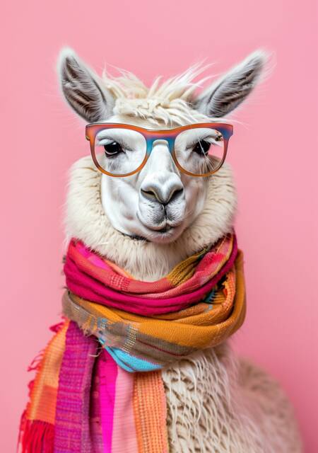 Funny Animal Wall Art Pink Llama - A4 A3 A2 Festival Merch