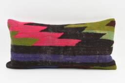 Kilim Lumbar Pillow Cover Turkish Bohemian Cushion, 12x24 - thumbnail 1