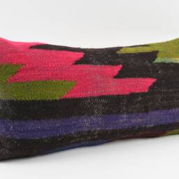 Kilim Lumbar Pillow Cover Turkish Bohemian Cushion, 12x24 - thumbnail 3