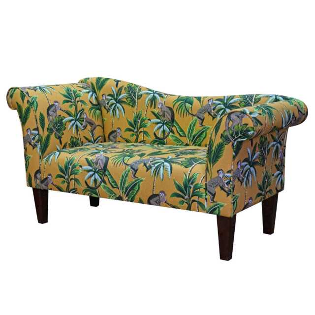 Yellow Monkey Chaise Sofa - Tropical Jungle Accent Lounger Handmade in Britain - image 1
