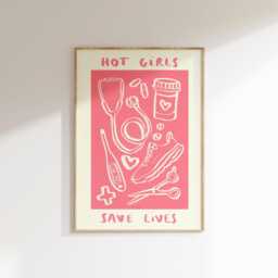 Hot Girls Save Lives Wall Print - Healthcare Illustration Nhs Poster Nurse Art Doctor Gift Idea Gifts For - thumbnail 3