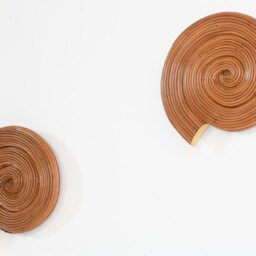 Organic Rattan Wall Lamp Sea Shell Design, Sconces, Coastal, Bedroom Lighting - thumbnail 2