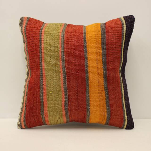Turkish Kilim Pillow Cover 16x16 in 40x40 cm Throw Case Decorative 4Kf-720 - image 1