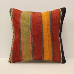 Turkish Kilim Pillow Cover 16x16 in 40x40 cm Throw Case Decorative 4Kf-720 - thumbnail 1
