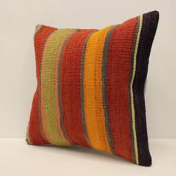Turkish Kilim Pillow Cover 16x16 in 40x40 cm Throw Case Decorative 4Kf-720 - thumbnail 3