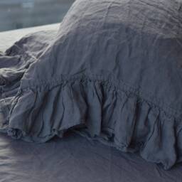Linen Pillow Case With Ruffles in A Palette Color Washed 100% Linen Queen King Standard Bedding Pillow Shams - thumbnail 2