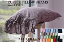 Linen Pillow Case With Ruffles in A Palette Color Washed 100% Linen Queen King Standard Bedding Pillow Shams - thumbnail 1