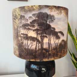 Romantic Trees Landscape Lampshade in Brown Velvet With Gold Lining - thumbnail 2