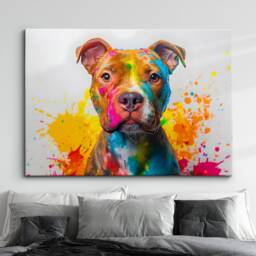 staffordshire Bull Terrier Dog Pet Abstract Modern Painting Wall Art, Framed Canvas Poster Print, Home Kitchen Office Room Decor, Gifts - thumbnail 1