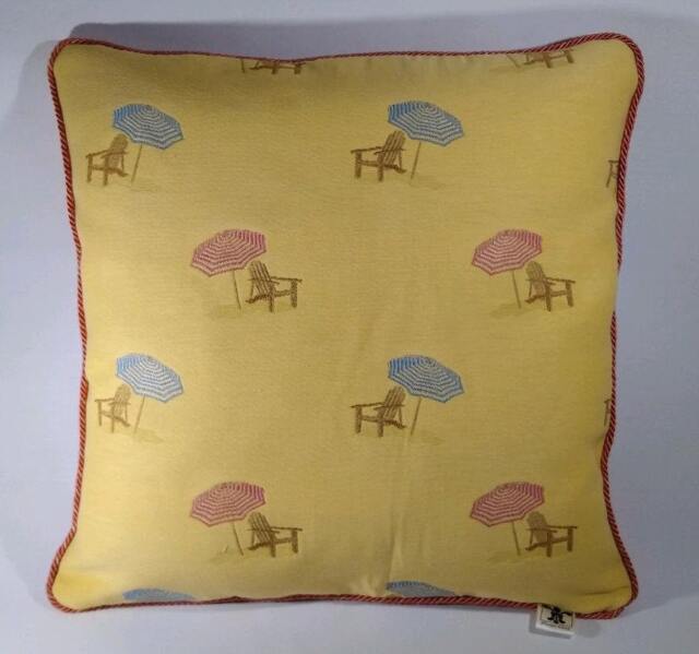 Pillow, Beach Umbrella, Ocean Print Coastal Decor, Pillow 16 X - Nautical Cover & Insert - image 1