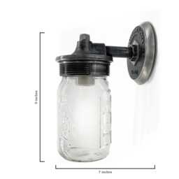 Mason Jar Wall Sconce - Vintage Steel, Ball Light Country Farmhouse Lighting - thumbnail 3
