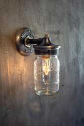 Mason Jar Wall Sconce - Vintage Steel, Ball Light Country Farmhouse Lighting - thumbnail 1