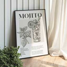 Cocktail Making - Mojito Poster Home Bar, Modern Decor, Cool Cocktail Print, Kitchen Wall Art, Lover Gift - thumbnail 1