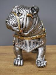steampunk Bulldog Figurine - Industrial Silver Resin Ornament - thumbnail 2