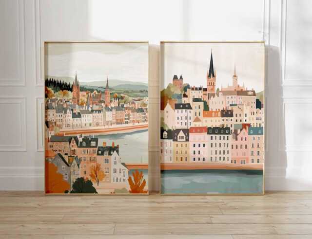 Set Of 2 Inverness Posters, Scotland Travel Prints, UK Wall Art, Vintage Style Scottish Highlands Decor, Poster - image 1