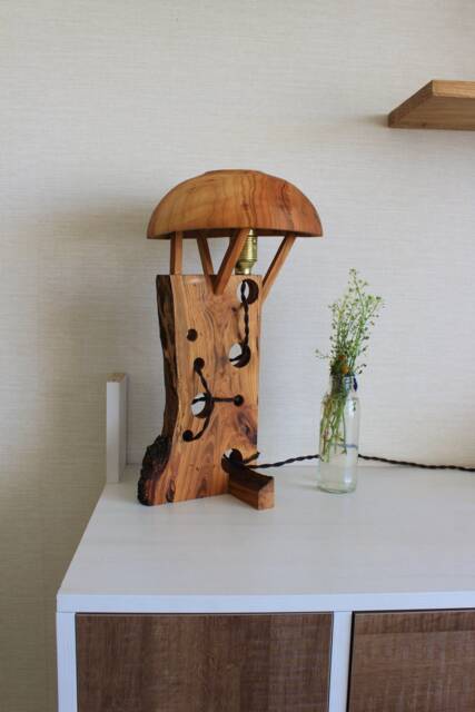 Art Deco Bedside Lamp, Rustic Wooden Nightstand Lamp Handmade, Driftwood - image 1